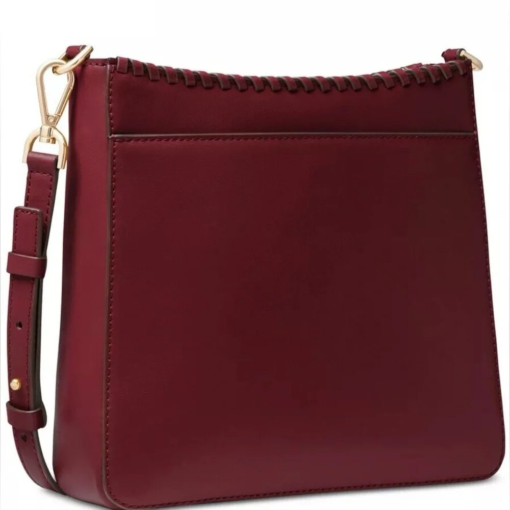 Michael Kors Gloria Pocket Stitched Leather Crossbody‎ leather oxblood bag